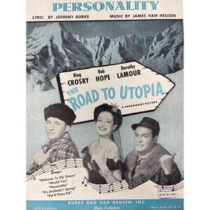 1945 Personality Sheet Music‎ Johnny Burke Jimmy Van Heusen Road To Utopia